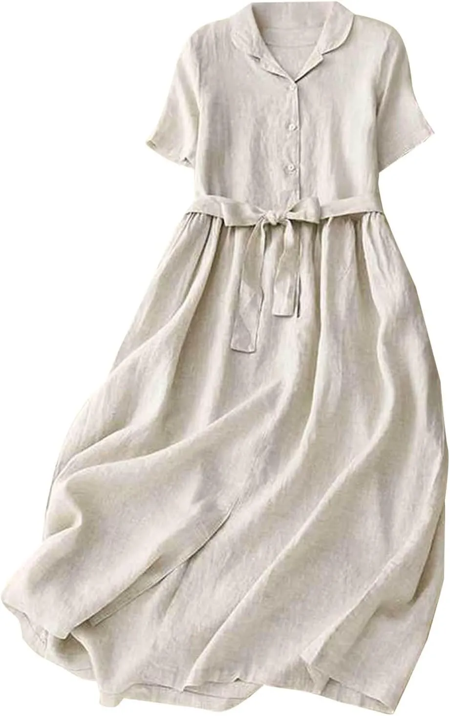 3/4 Sleeve Dresses for Women 2025 Vacation Cotton Linen Maxi Button Sundress Plus Size A Line Dress Trendy Maxi Dress
