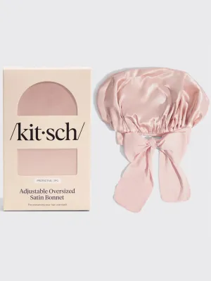 Adjustable Oversized Satin Bonnet - Blush