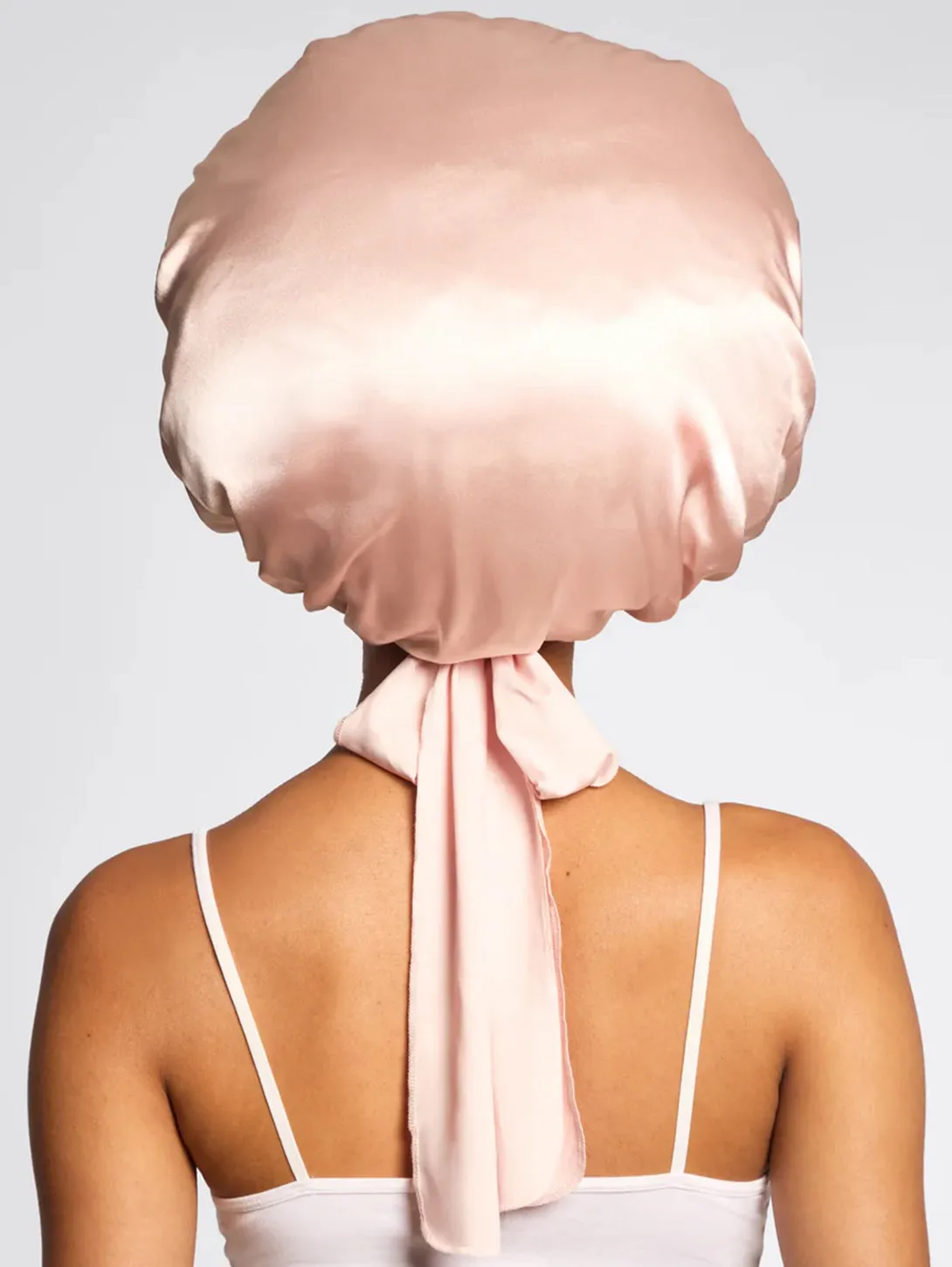 Adjustable Oversized Satin Bonnet - Blush