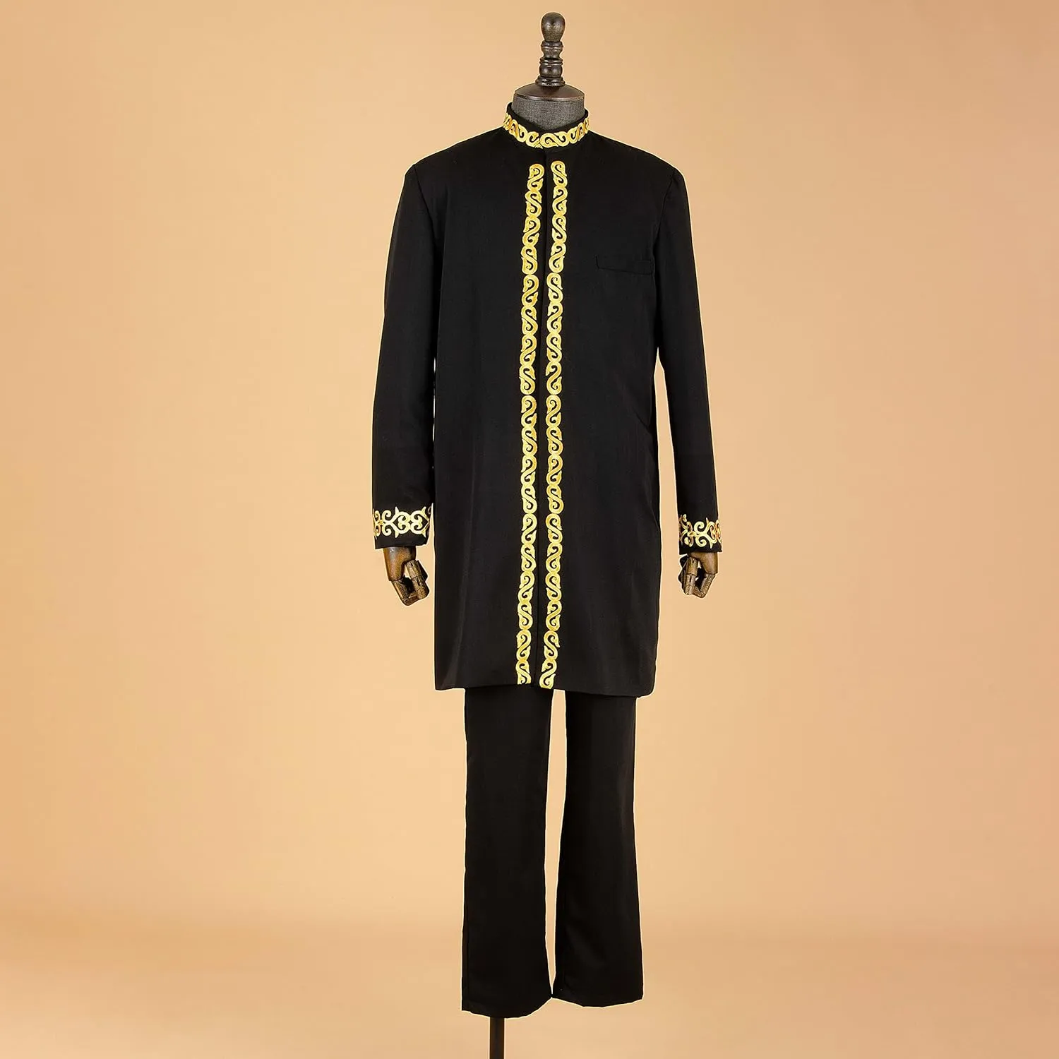 African Suit for Men Jacket and Trousers 2 Piece Set Dashiki Blazer with Kerchief Bazin Riche Kaftan Wedding Evening
