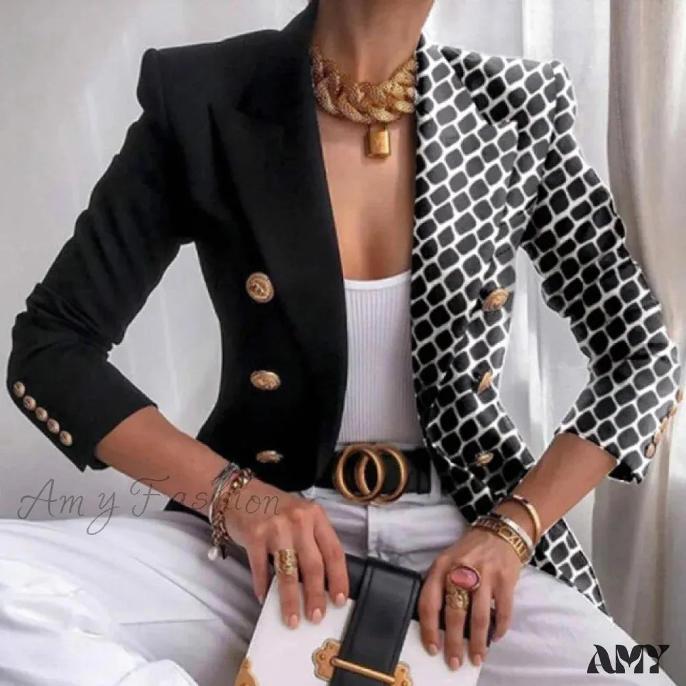 Amy Fashion - Office Lady Elegant Butterfly Print Blazer