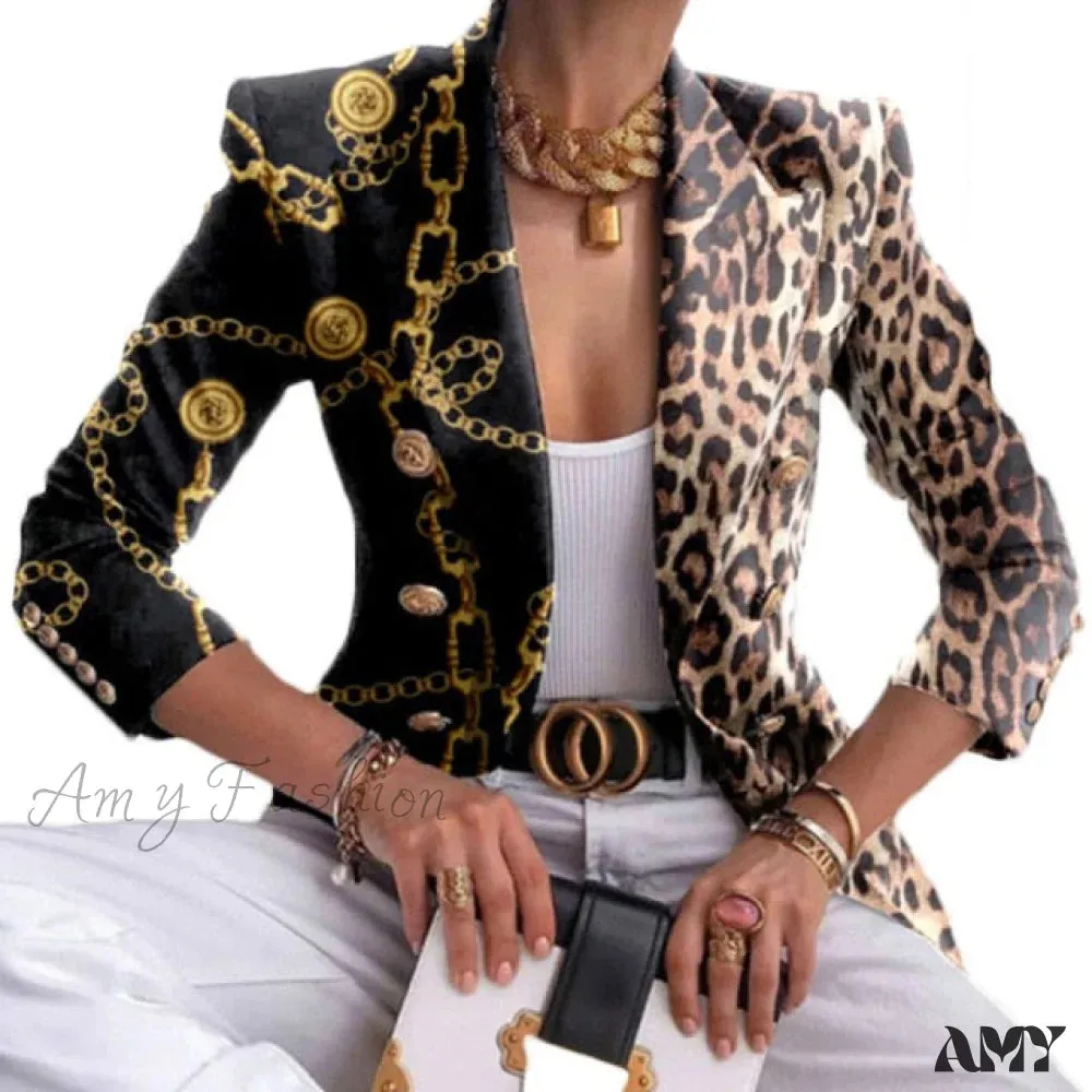 Amy Fashion - Office Lady Elegant Butterfly Print Blazer