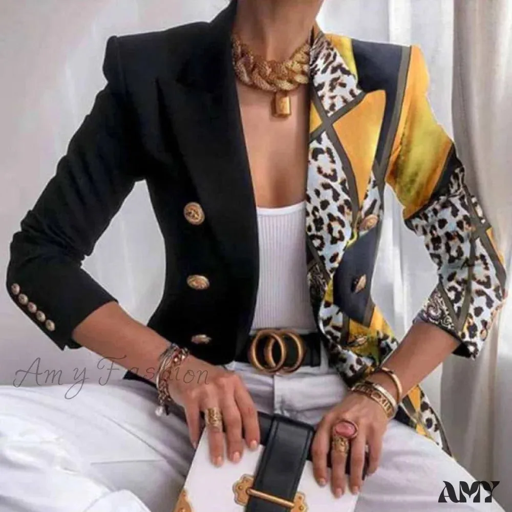 Amy Fashion - Office Lady Elegant Butterfly Print Blazer