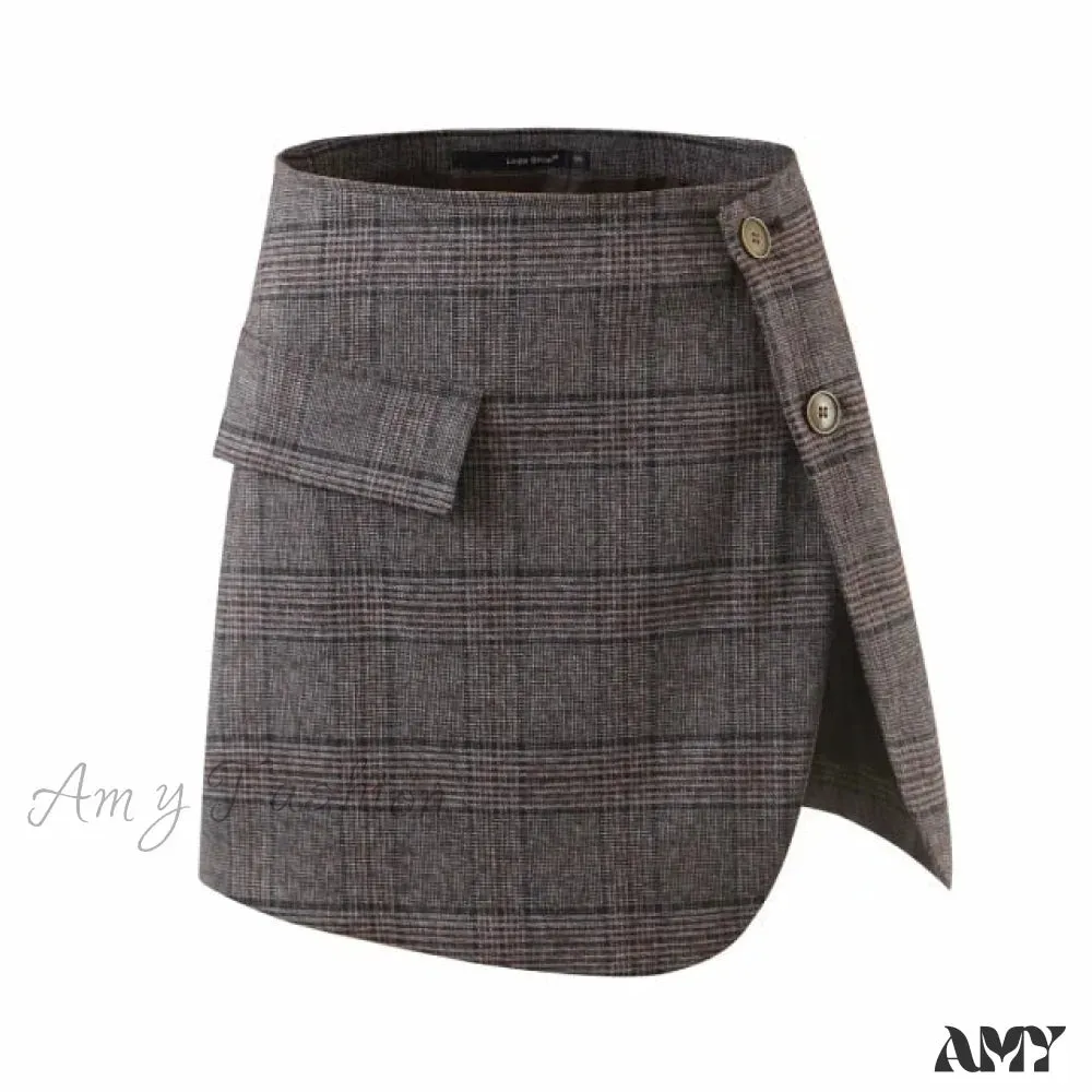 Amy Fashion - Tweed Sexy Office Split Short Blazers Fashion Suits