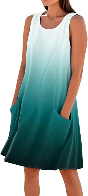 Beach Dresses for Women 2025 Vacation Summer Sleeveless Linen Midi Dress Flowy Plus Size Boho Dresses with Pocket