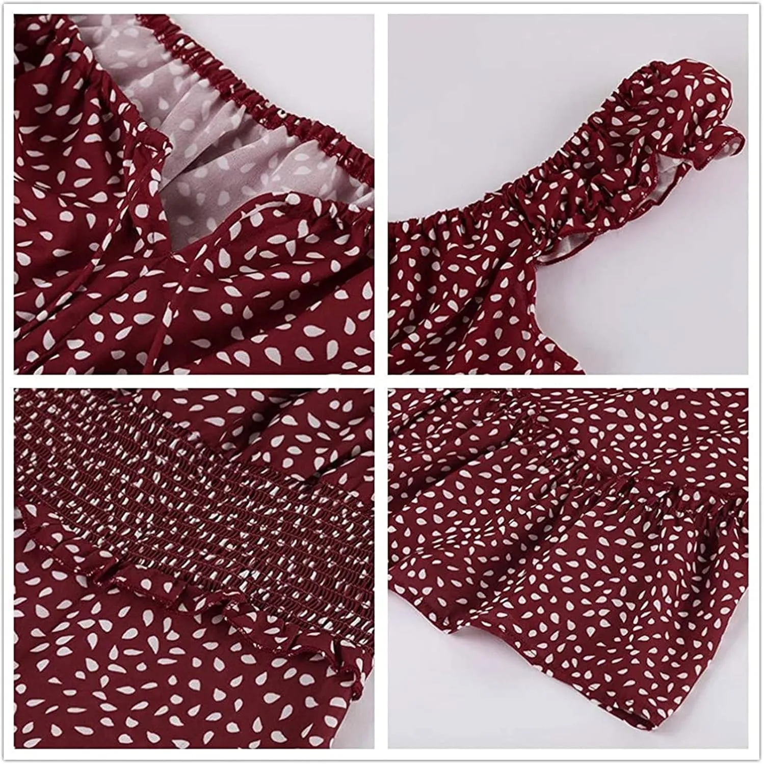 Boho Floral Dress for Women Cap Sleeve Summer Smocked Mini Dresses Elegant Square Neck Ruffle Short Party Sundress