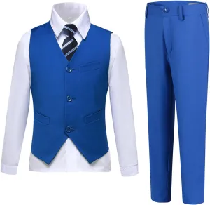 Boys Suits Slim Fit 4 Piece Formal Dresswear Suit for Kids Tuxedo Wedding Set Toddler Boy Dress with Vest Shirt Pants and Tie