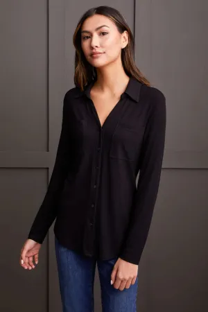 Button Down Knit Shirt [Black-5548O]