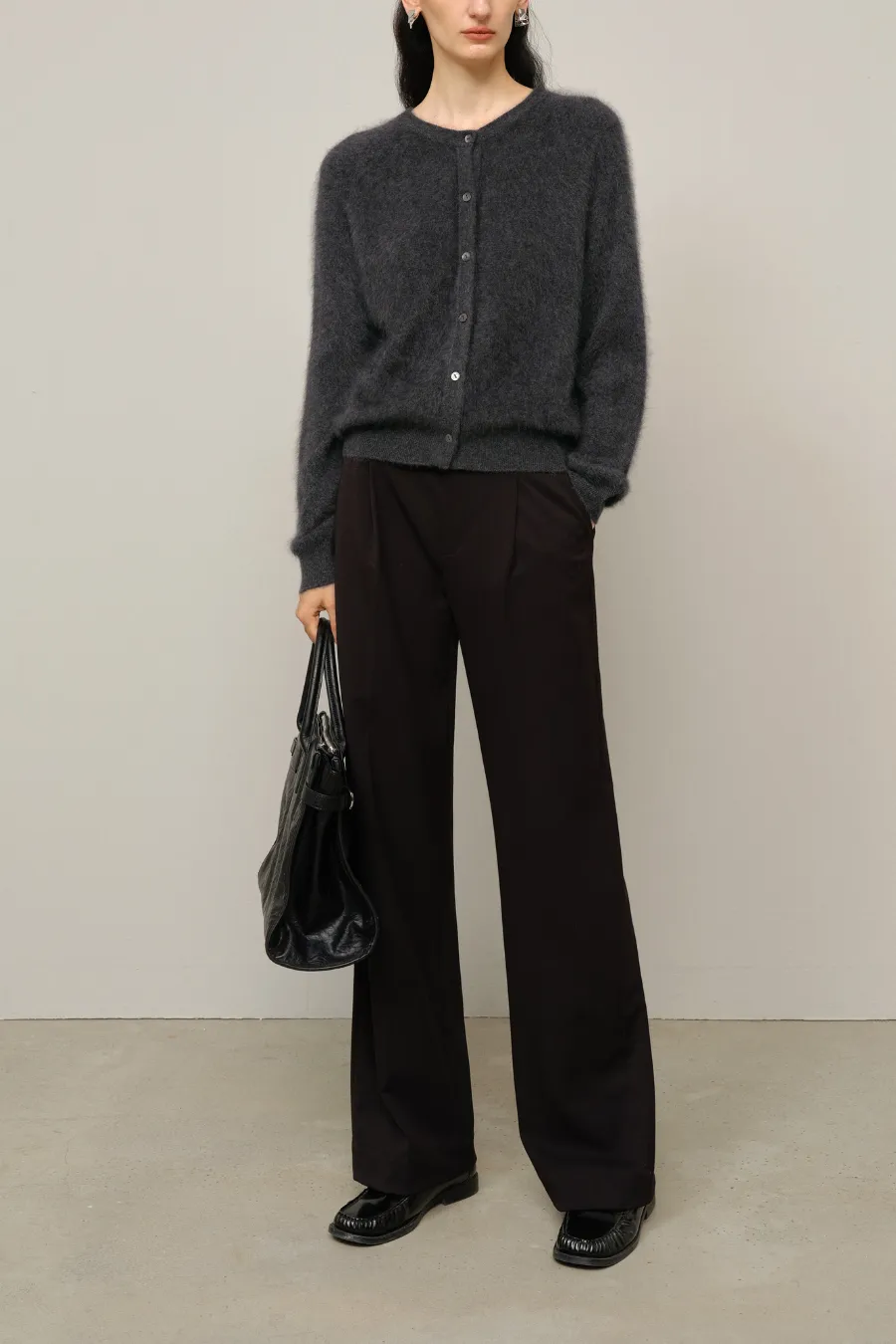 Button Up Cardigan Dark Grey