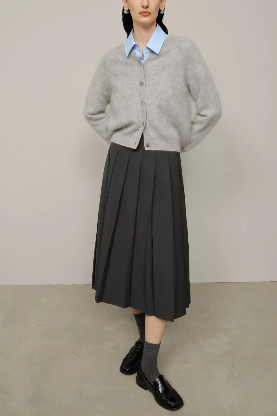 Button Up Cardigan Light Grey
