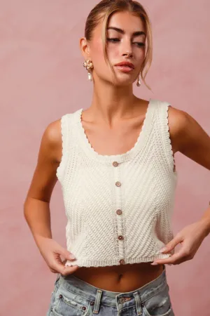 Button Up Knit Oatmeal Tank