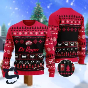 Christmas Scenes With Red Dr Pepper Ugly Sweater