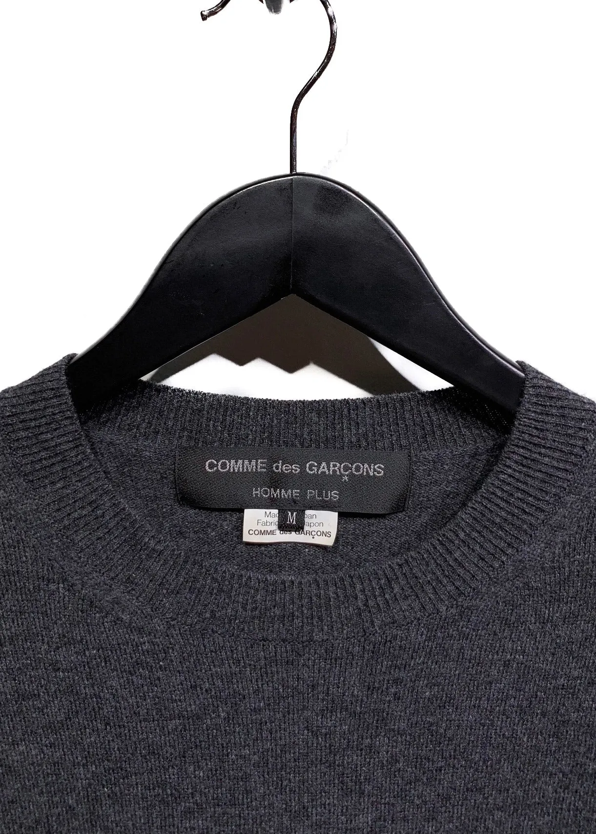 Comme Des Garçons Charcoal Ivory Embroideries Wool Sweater