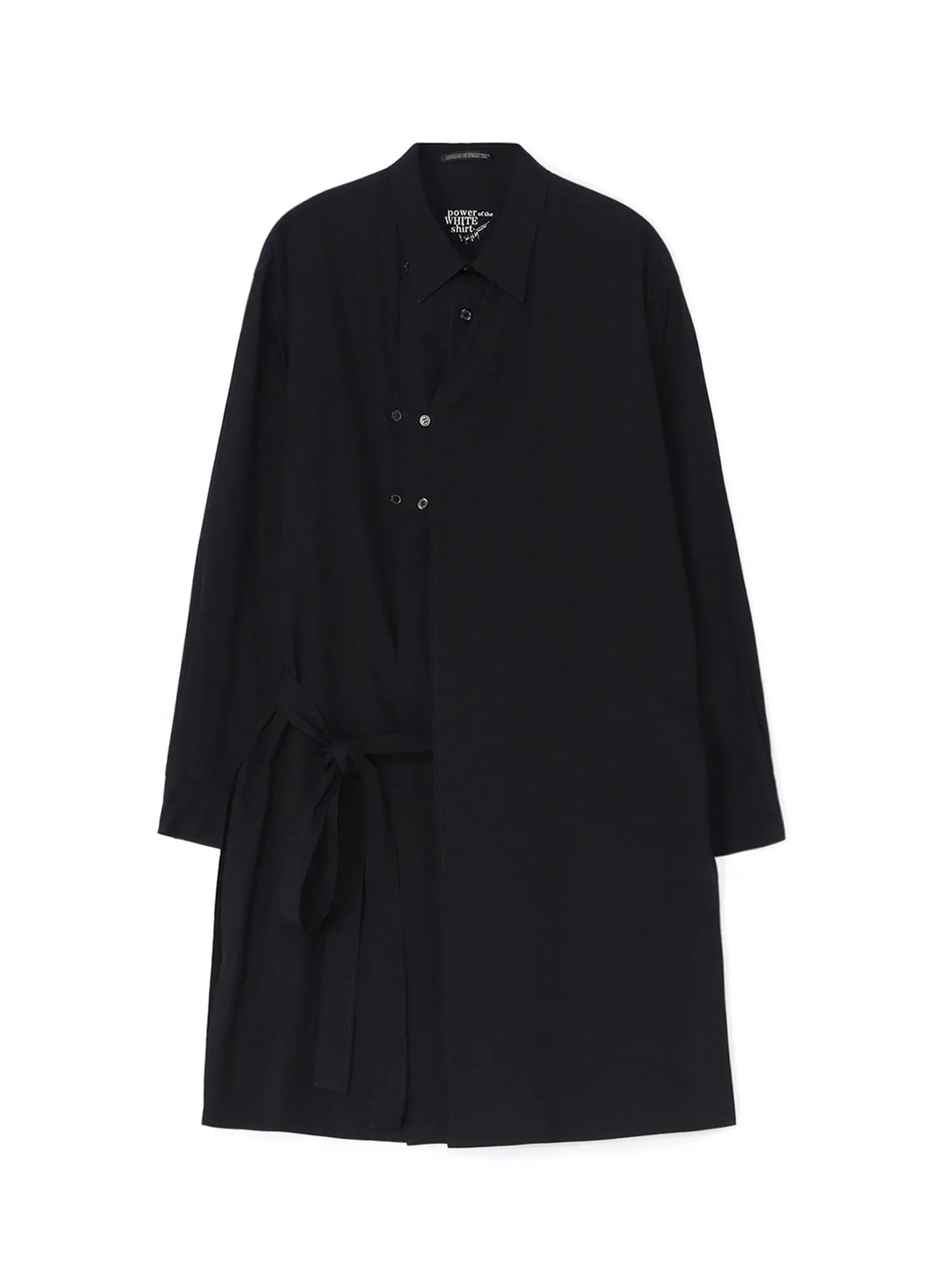 COTTON BROADCLOTH DOUBLE LEFT PANEL SHIRT WITH BELT