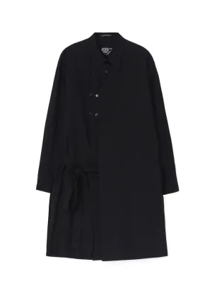 COTTON BROADCLOTH DOUBLE LEFT PANEL SHIRT WITH BELT