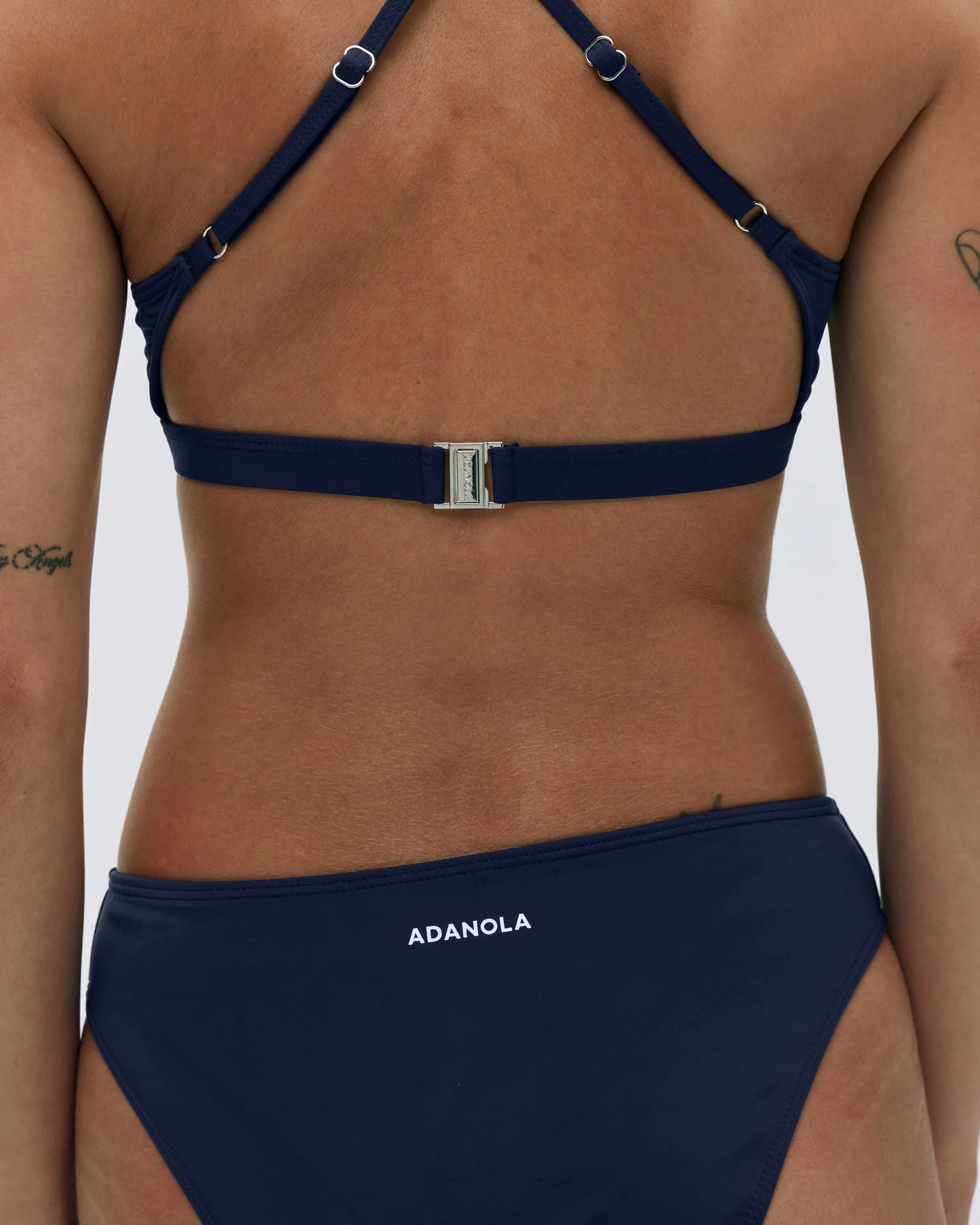 Cross Back Bikini Top - Navy Blue