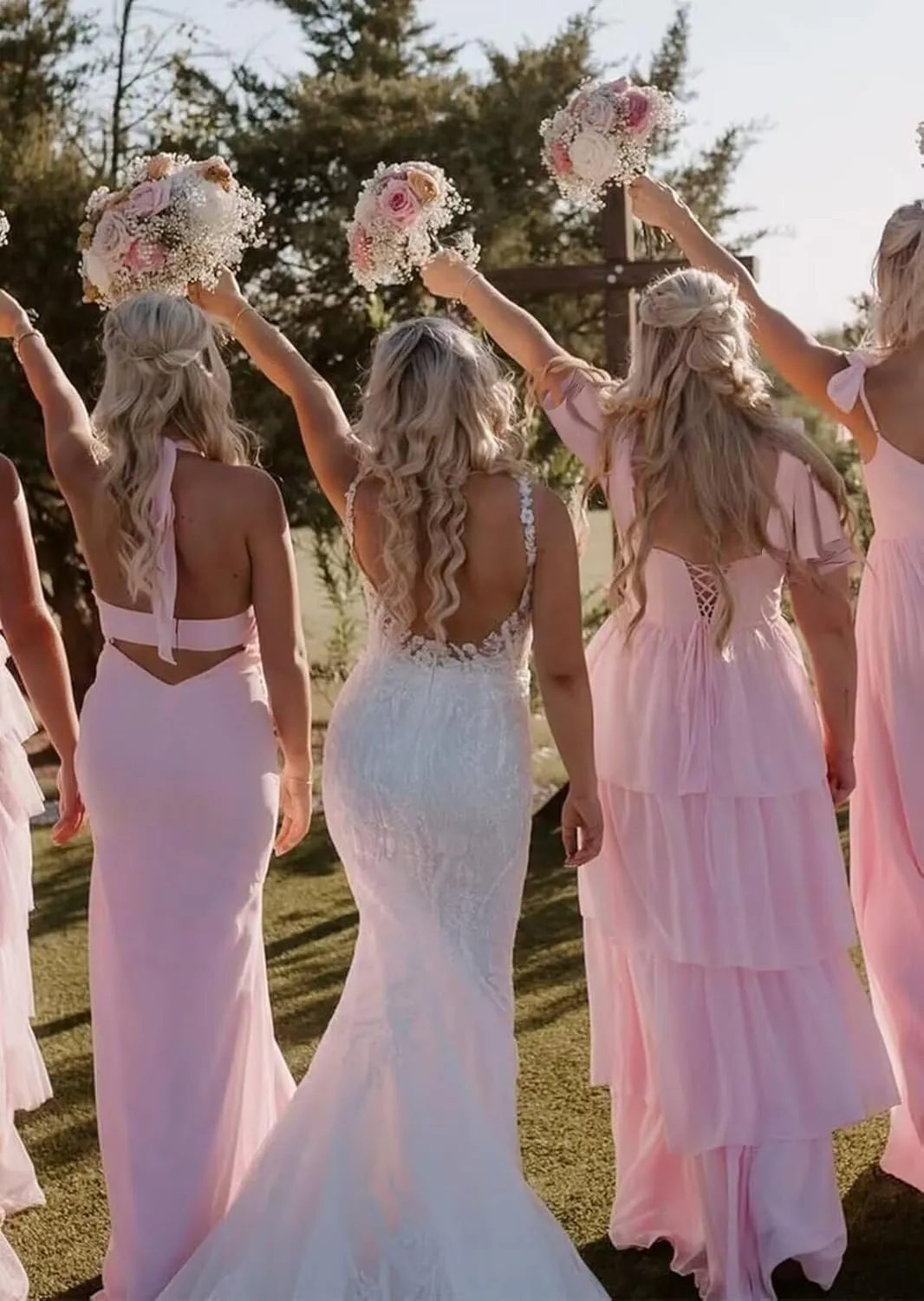 Dessiny Short Sleeve Tiered Ruffles Bridesmaid Dresses 2025 for Women Chiffon Formal Evening Dresses with Ruffles DE442