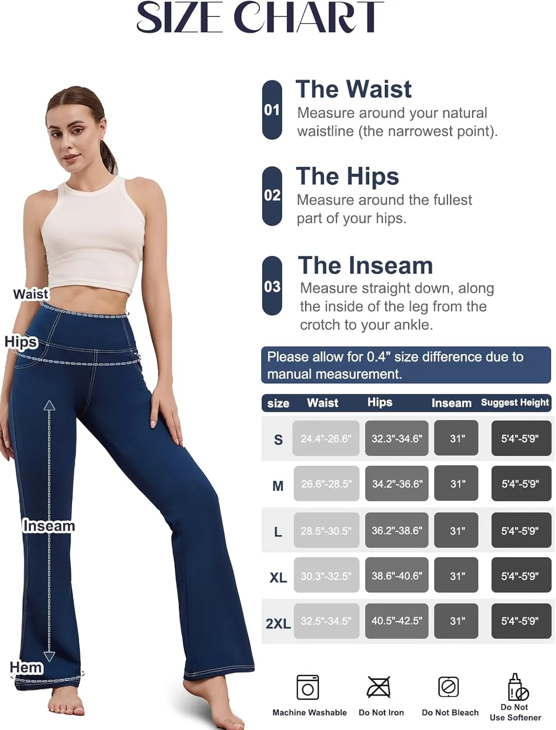 Flare Leggings for Women, Stretchy High Waisted Bootcut Workout Yoga Pants Tummy Control Butt Lift Bell Bottom Jeans