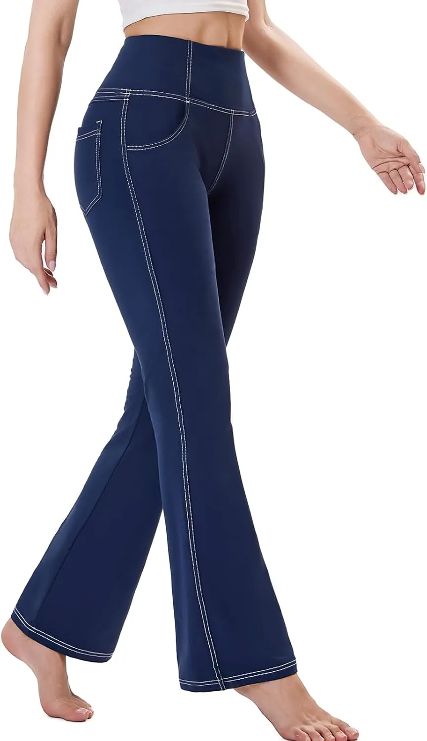 Flare Leggings for Women, Stretchy High Waisted Bootcut Workout Yoga Pants Tummy Control Butt Lift Bell Bottom Jeans