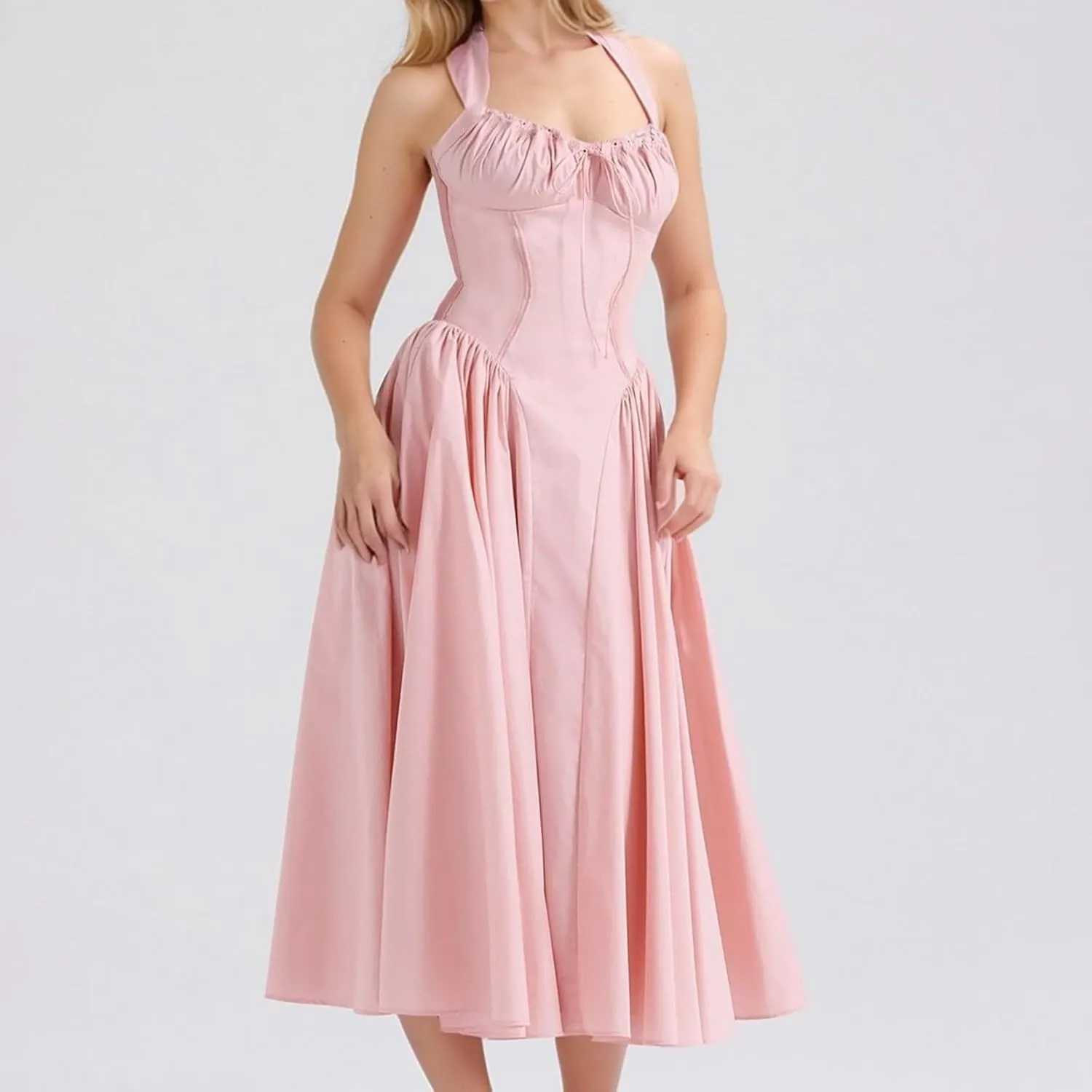 Formal Dresses for Women Loose Fit Cutout Maxi Dress Floral Backless Tied Long Sundress Dressy Tank Midi Dresses