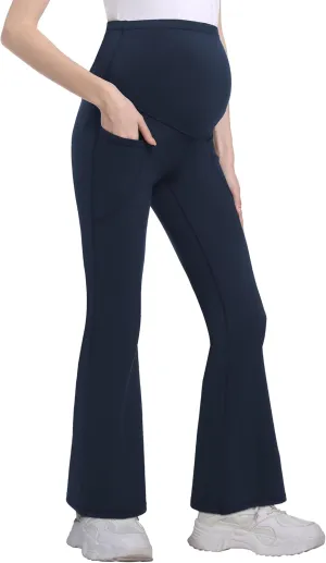 Foucome Women's Maternity Flare Leggings Bootcut Pregnancy Yoga Pants with Pockets