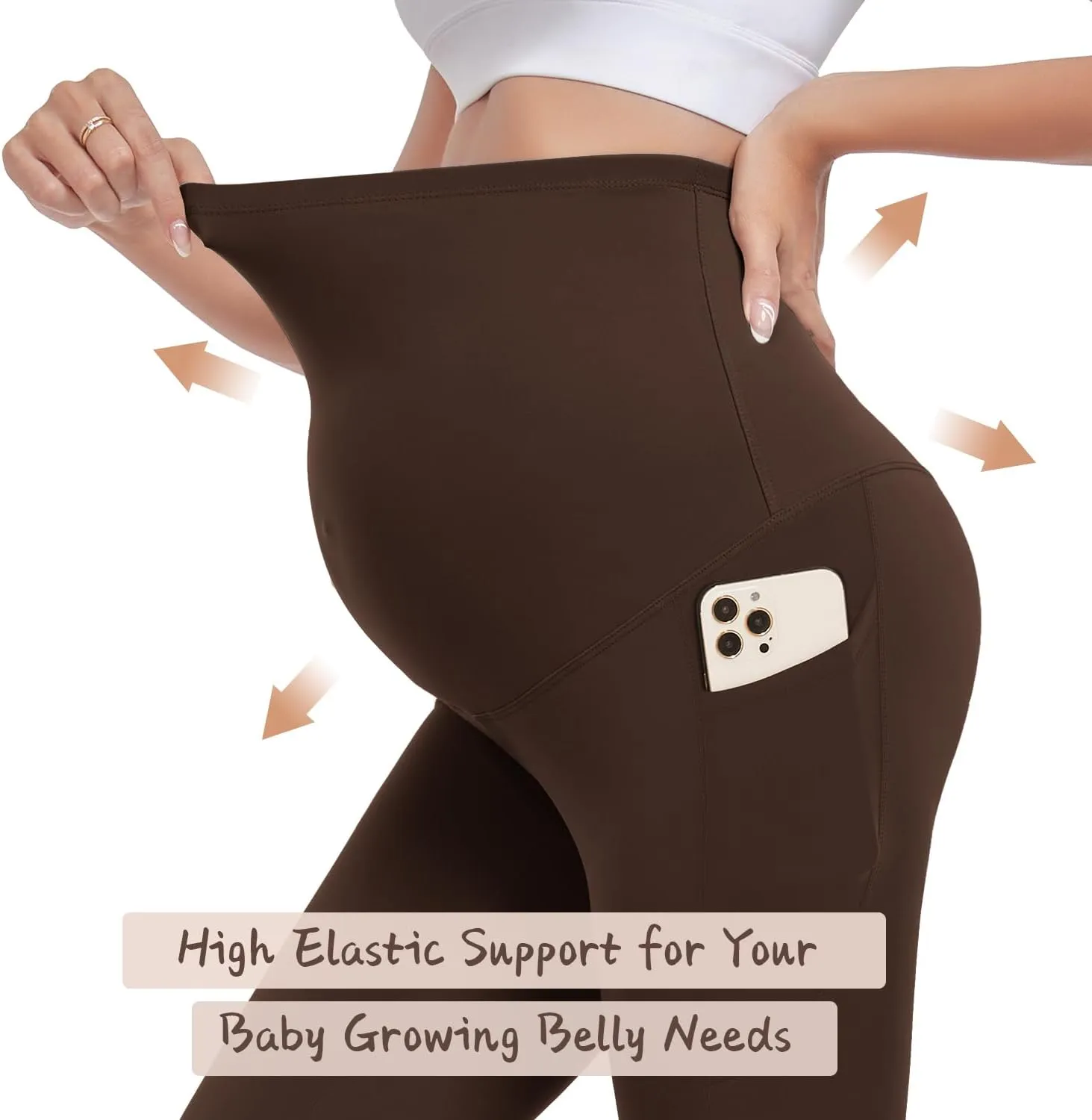 FULLSOFT 3 Pack Womens Maternity Leggings Over The Belly-High Waisted Workout Pregnancy Yoga Pants Pockets