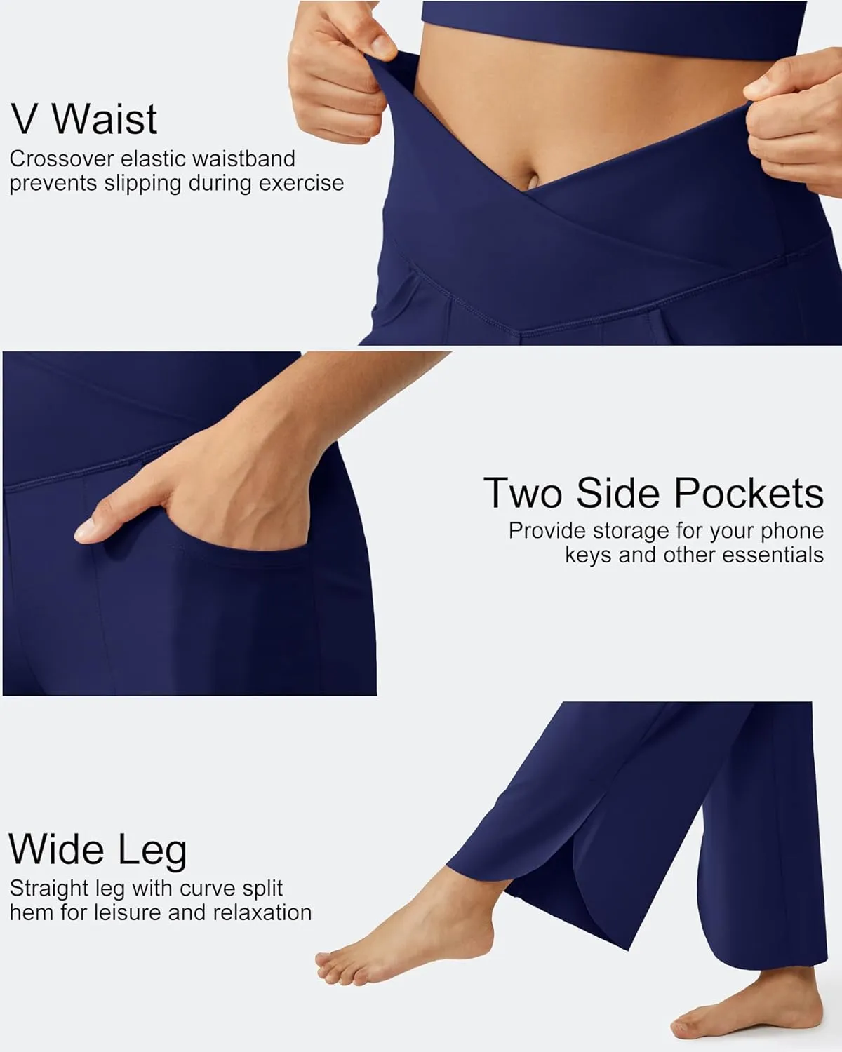 G4Free 25''/27''/29'' Wide Leg Pants for Women Loose Yoga Cross High Waist Dance Palazzo Casual Pants with Pockets