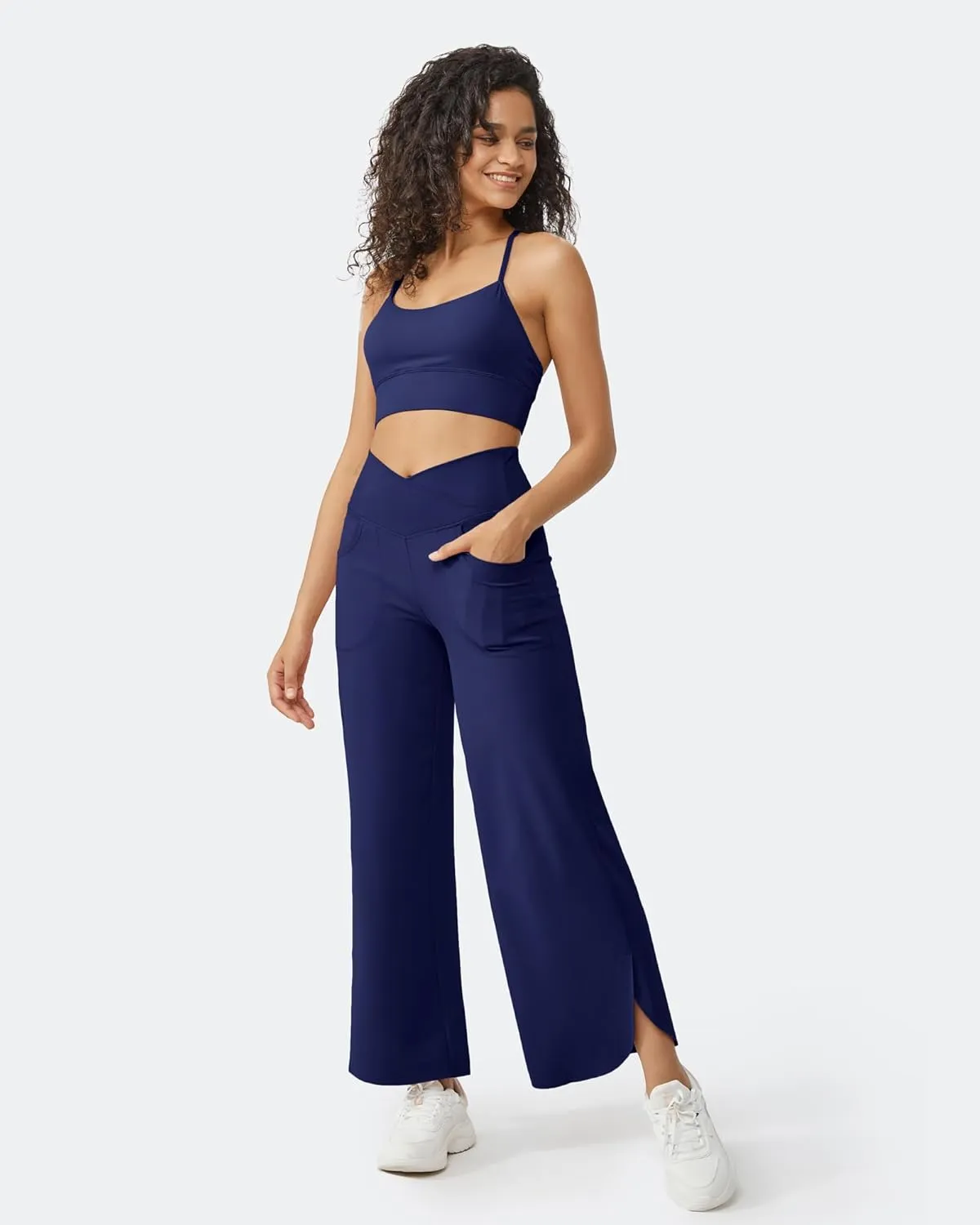G4Free 25''/27''/29'' Wide Leg Pants for Women Loose Yoga Cross High Waist Dance Palazzo Casual Pants with Pockets
