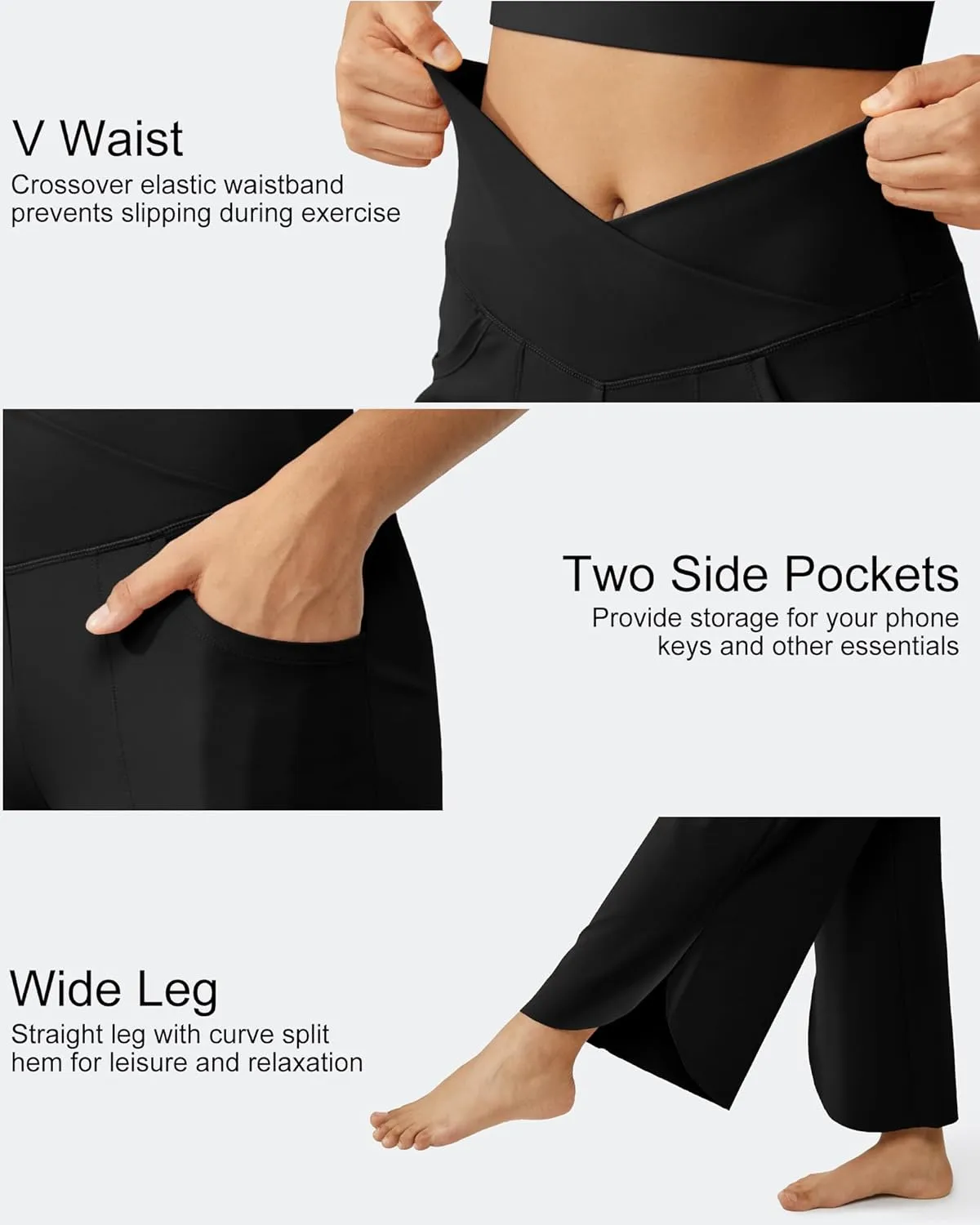 G4Free 25''/27''/29'' Wide Leg Pants for Women Loose Yoga Cross High Waist Dance Palazzo Casual Pants with Pockets