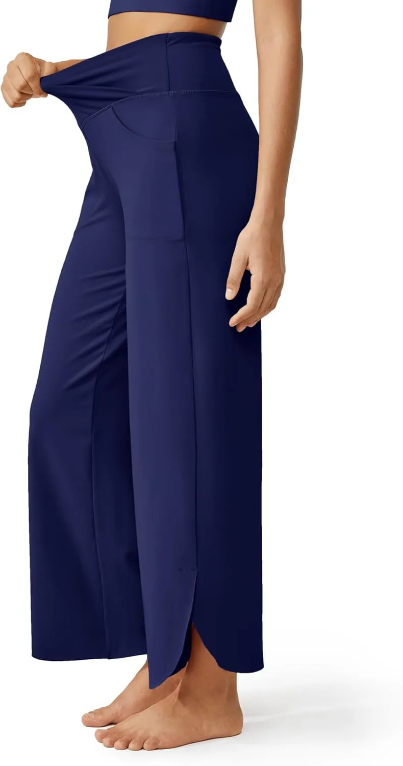G4Free 25''/27''/29'' Wide Leg Pants for Women Loose Yoga Cross High Waist Dance Palazzo Casual Pants with Pockets