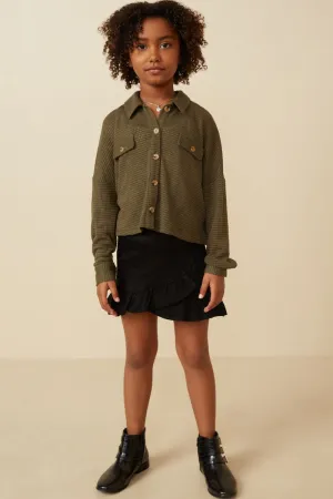 GIRLS Waffle Knit Button Up