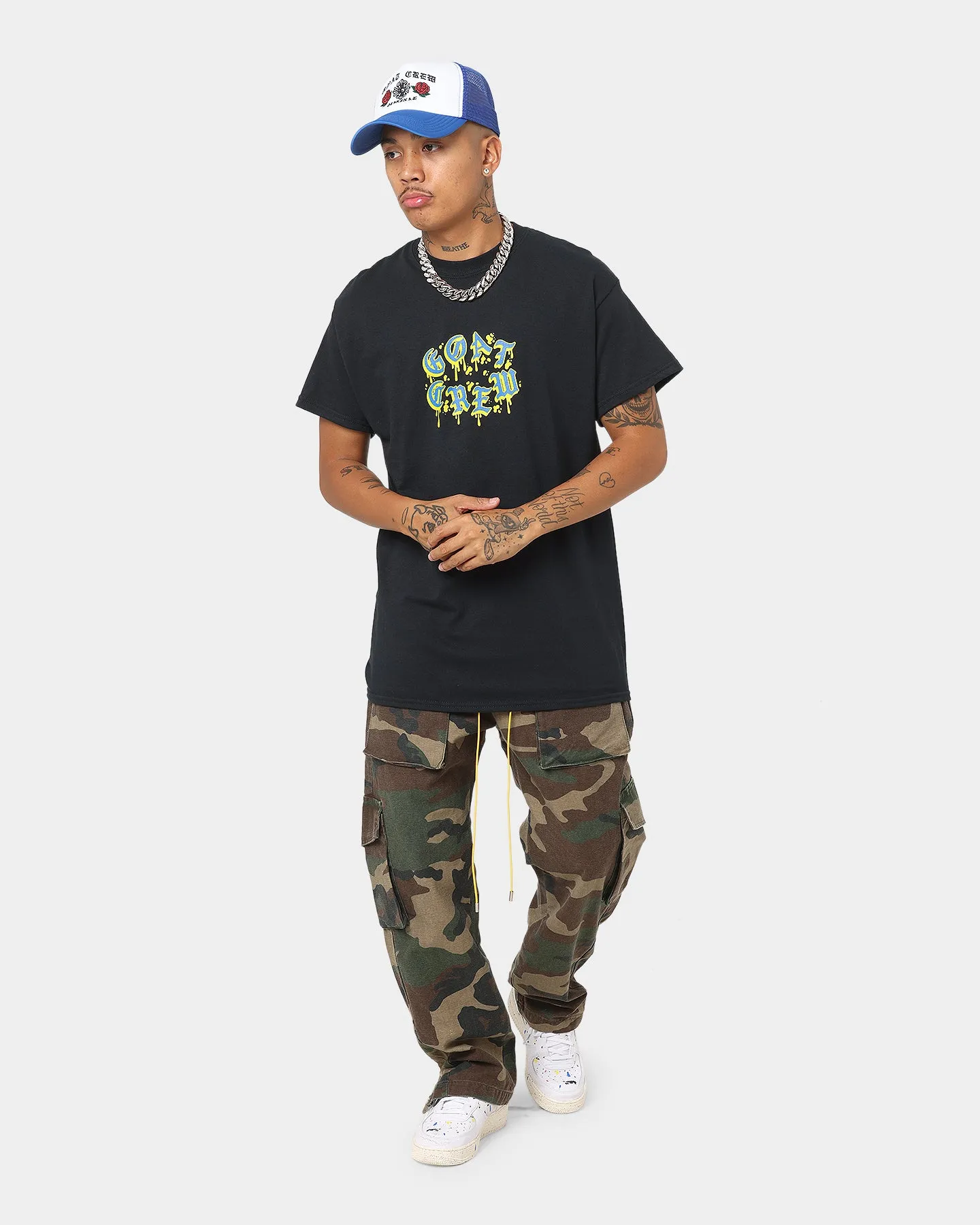 Goat Crew Drip Logo T-Shirt Black/Blue/Yellow