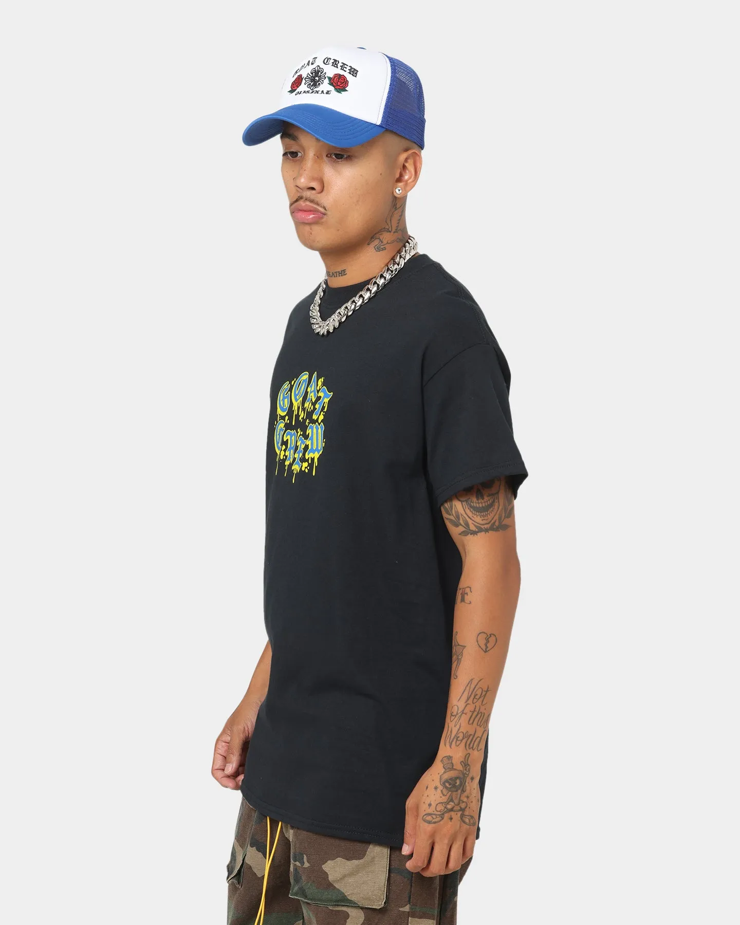 Goat Crew Drip Logo T-Shirt Black/Blue/Yellow