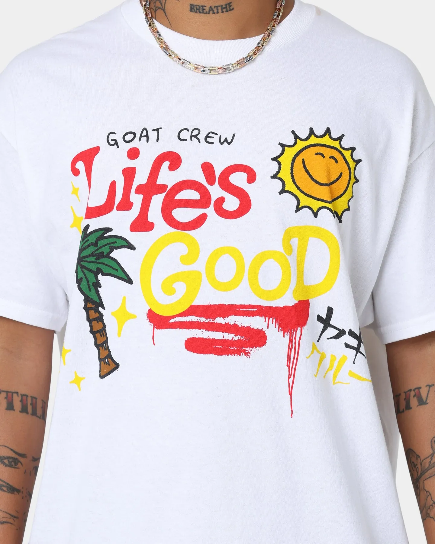 Goat Crew Life Is Good T-Shirt White