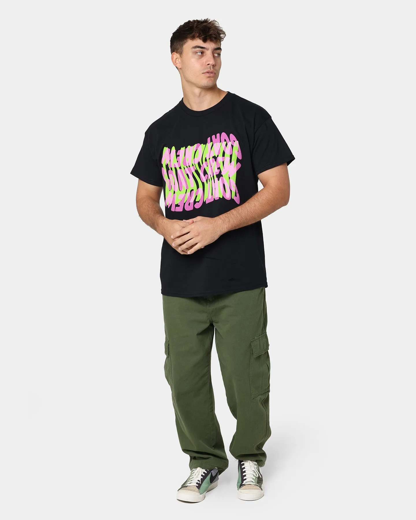 Goat Crew Warped Logo T-Shirt Black/Purple