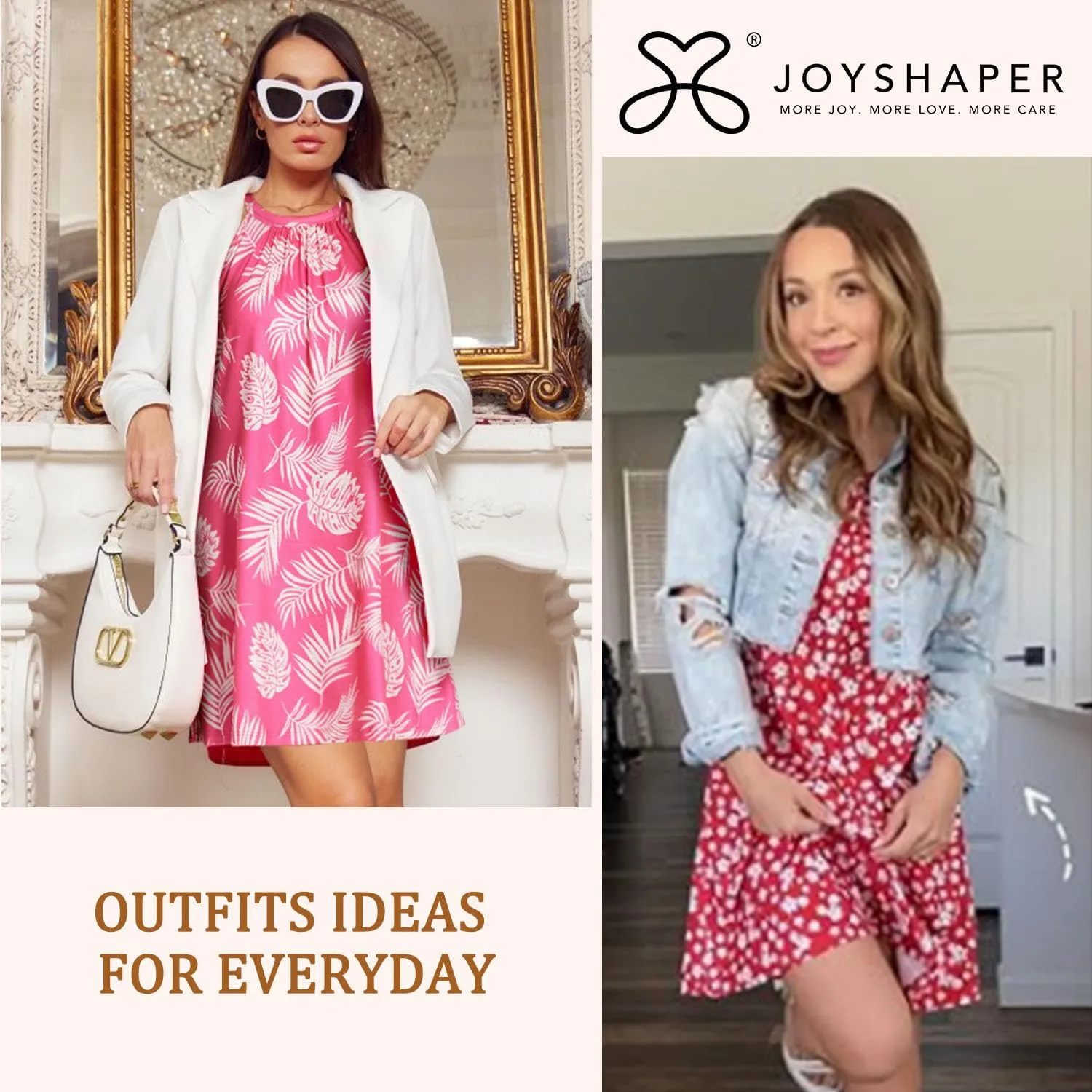 JOYSHAPER Built in Bra Summer Dress Casual Beach Sundress Flowy Halter Dress