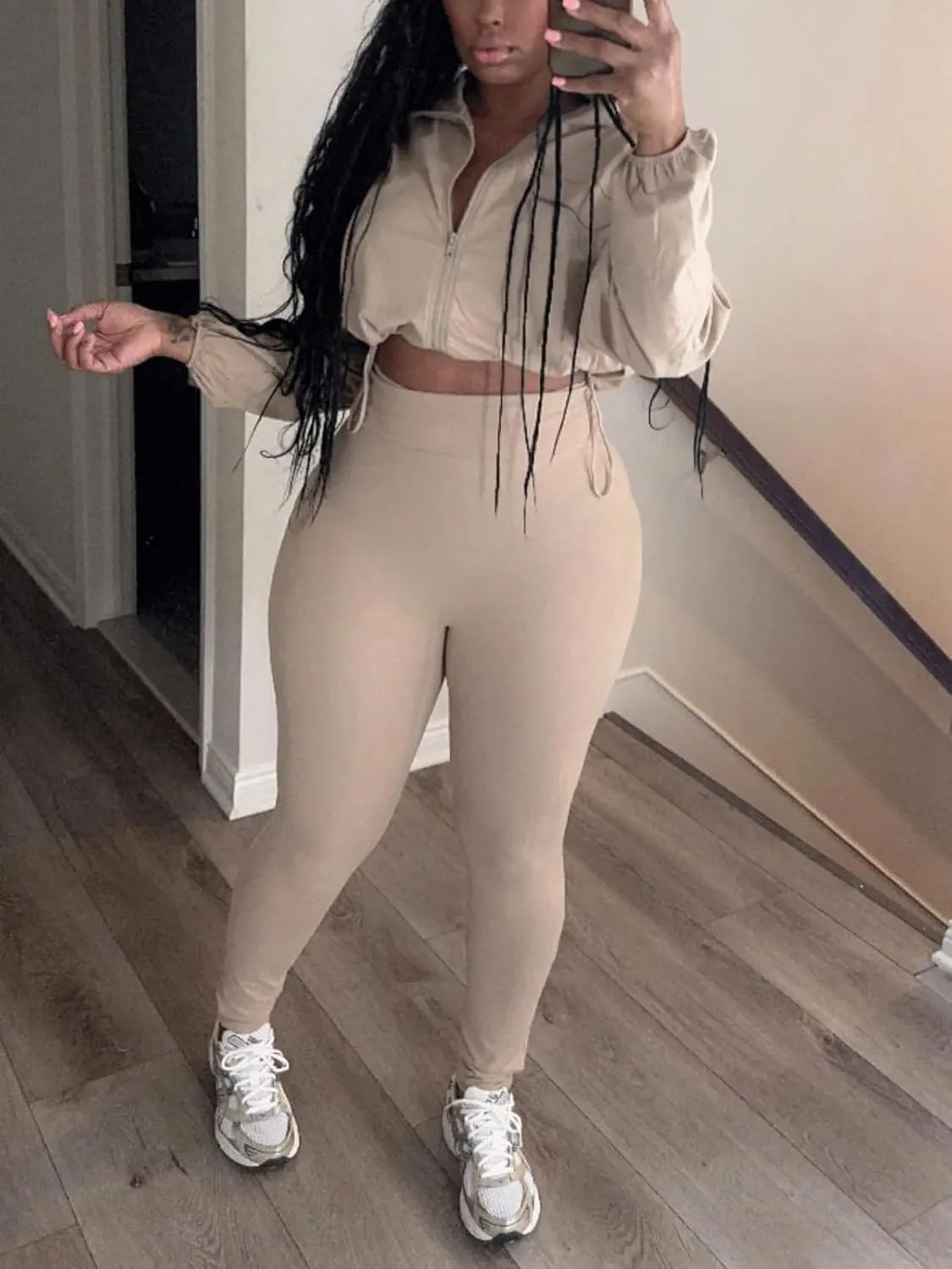 KANSOON Track Suits for Women Set 2 Piece Workout Sets Long Sleeve Crop Jacket Yoga Leggings Sweatsuits Jogging Suits