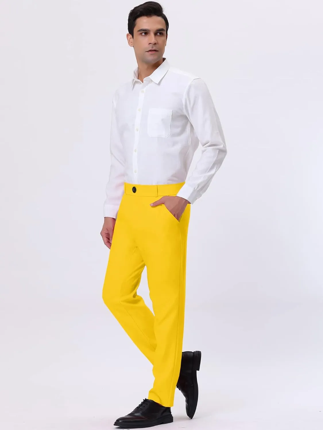 Lars Amadeus Men's Dress Business Pants Classic Fit Flat Front Suit Trousers