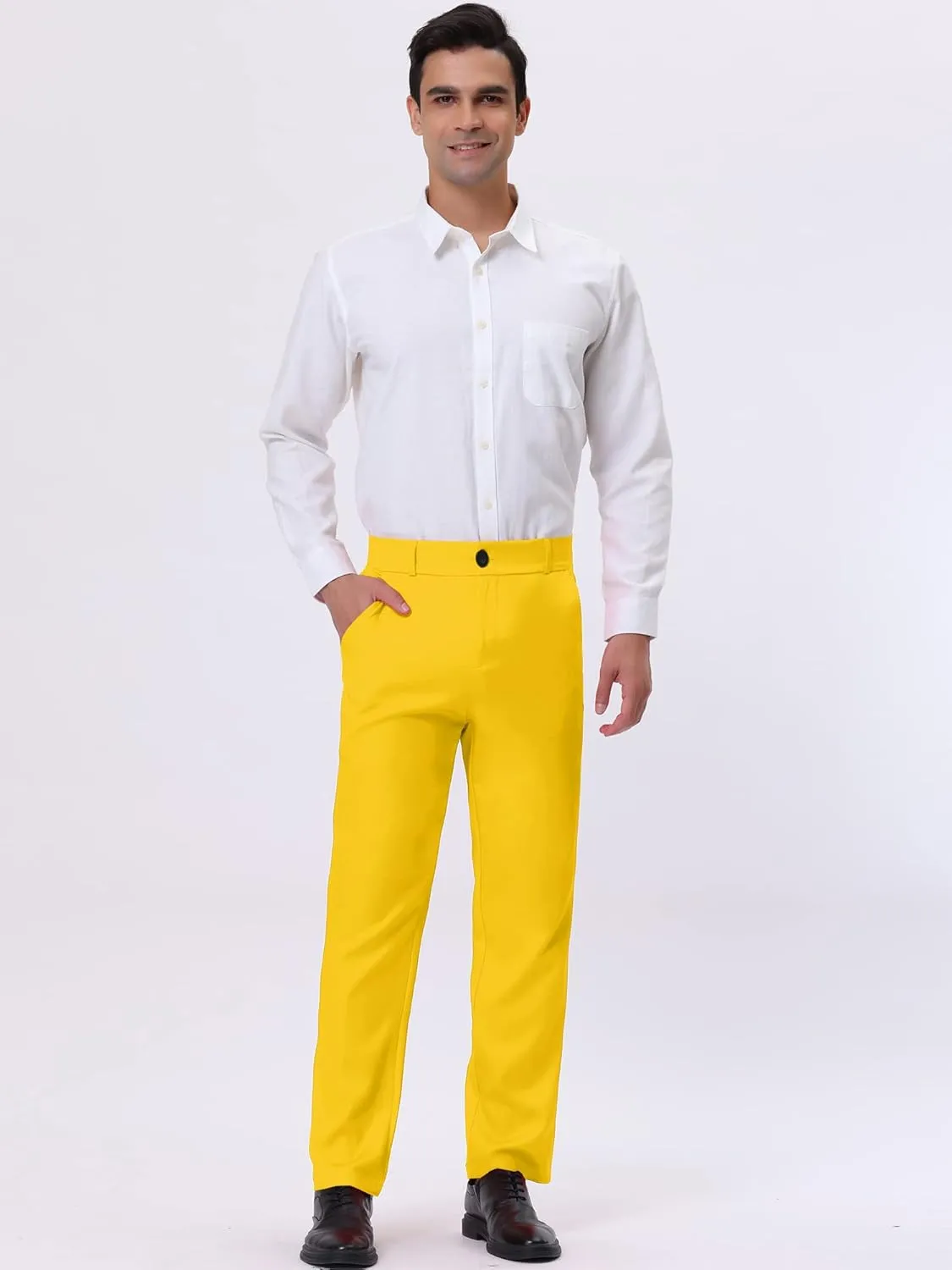 Lars Amadeus Men's Dress Business Pants Classic Fit Flat Front Suit Trousers