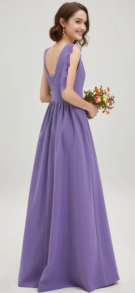 Long Chiffon Bridesmaid Dresses for Woman 2024 A Line Ruched Formal Evening Dresses for Wedding HGR76