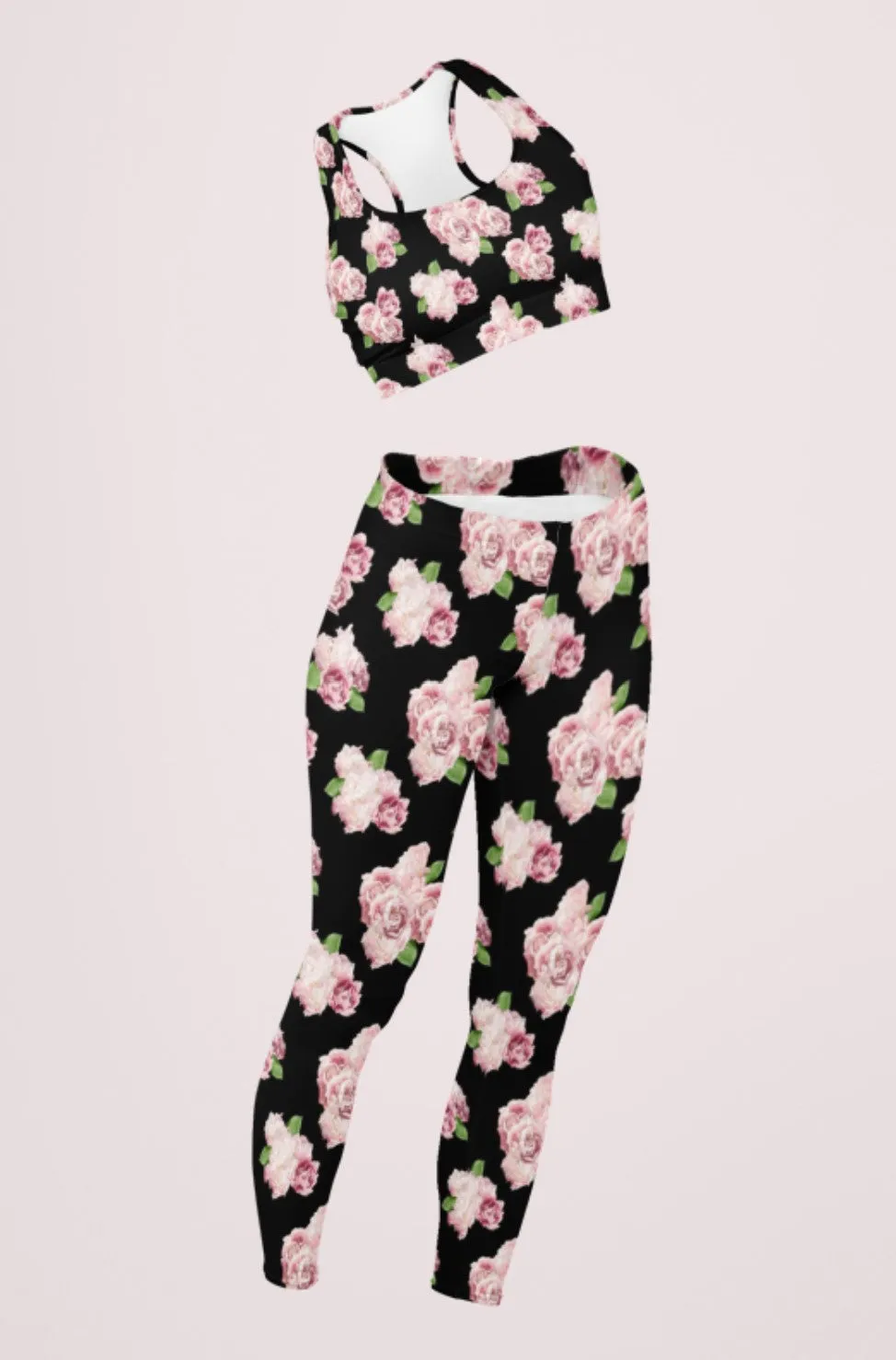 Longline sports bra-Spring Roses