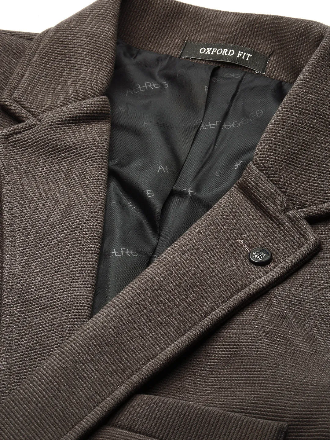 Men Grey Single-Breasted Corduroy Slim-Fit Blazer