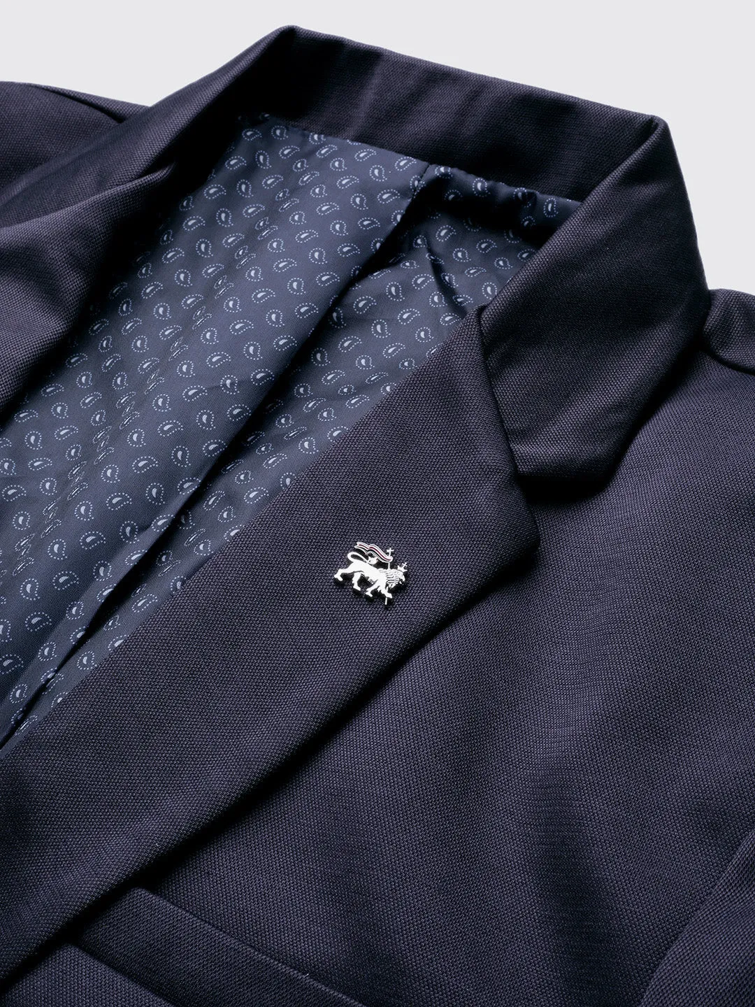 Men Navy Blue Slim-Fit Notched Lapel Single Breasted Blazer