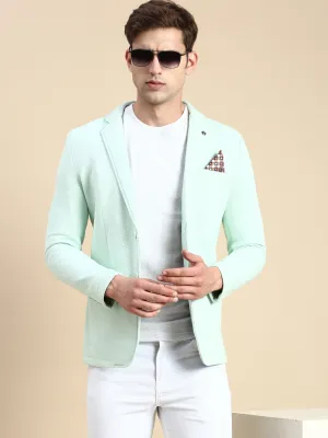 Men Sea Green Slim-Fit Single Breasted Blazer
