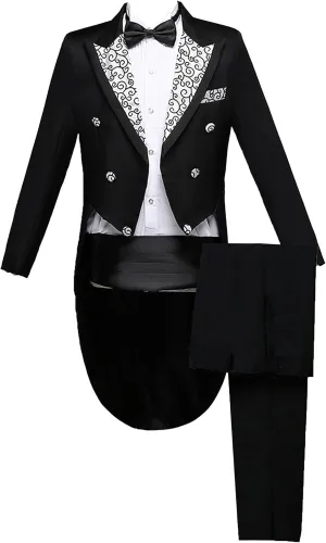 Mens 2 Pieces Luxury Embroidered Suits 1 Button Print Dinner Tuxedo Jacket Prom Wedding Elegant Blazer Dress Suit