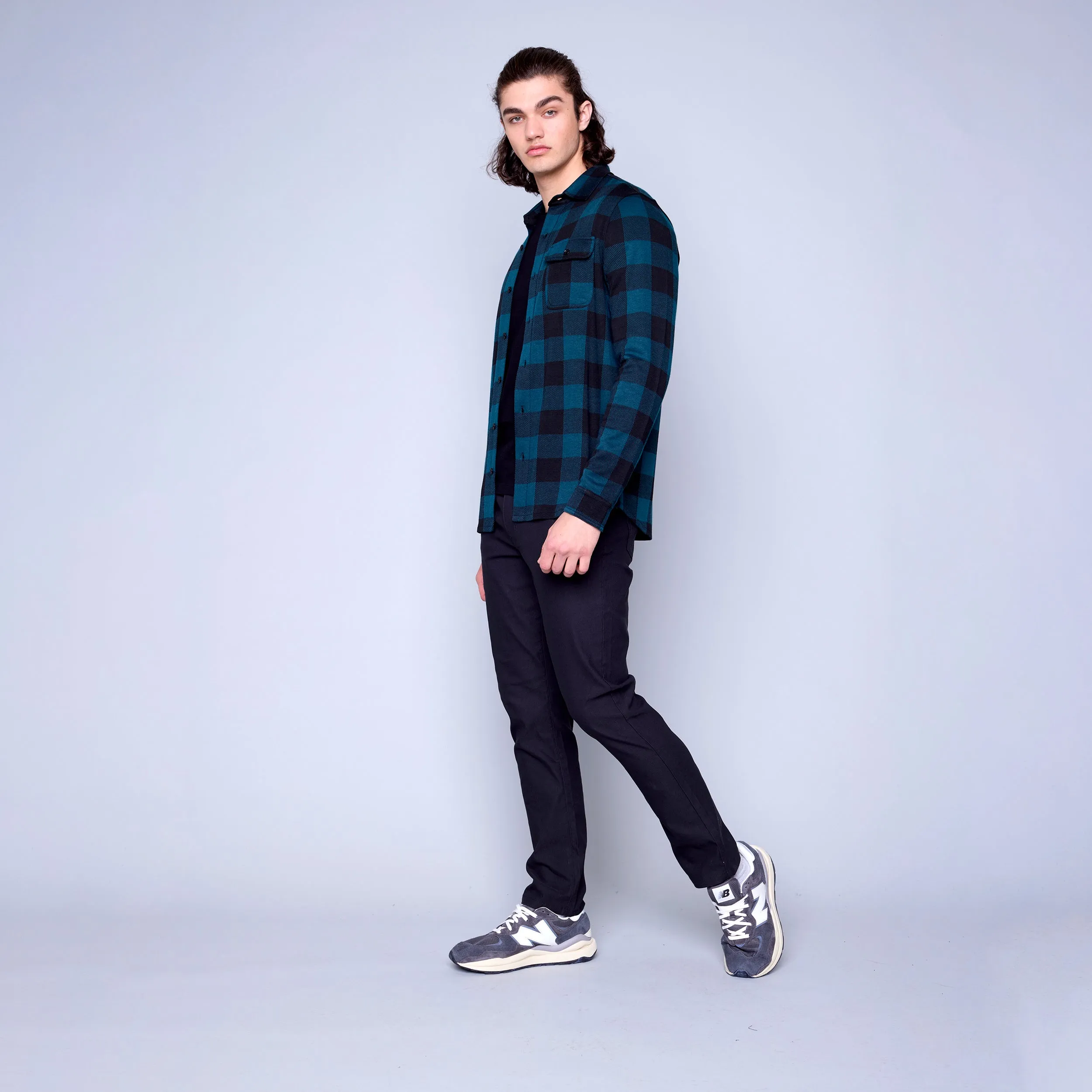 Mens Plaid Knit Button Up
