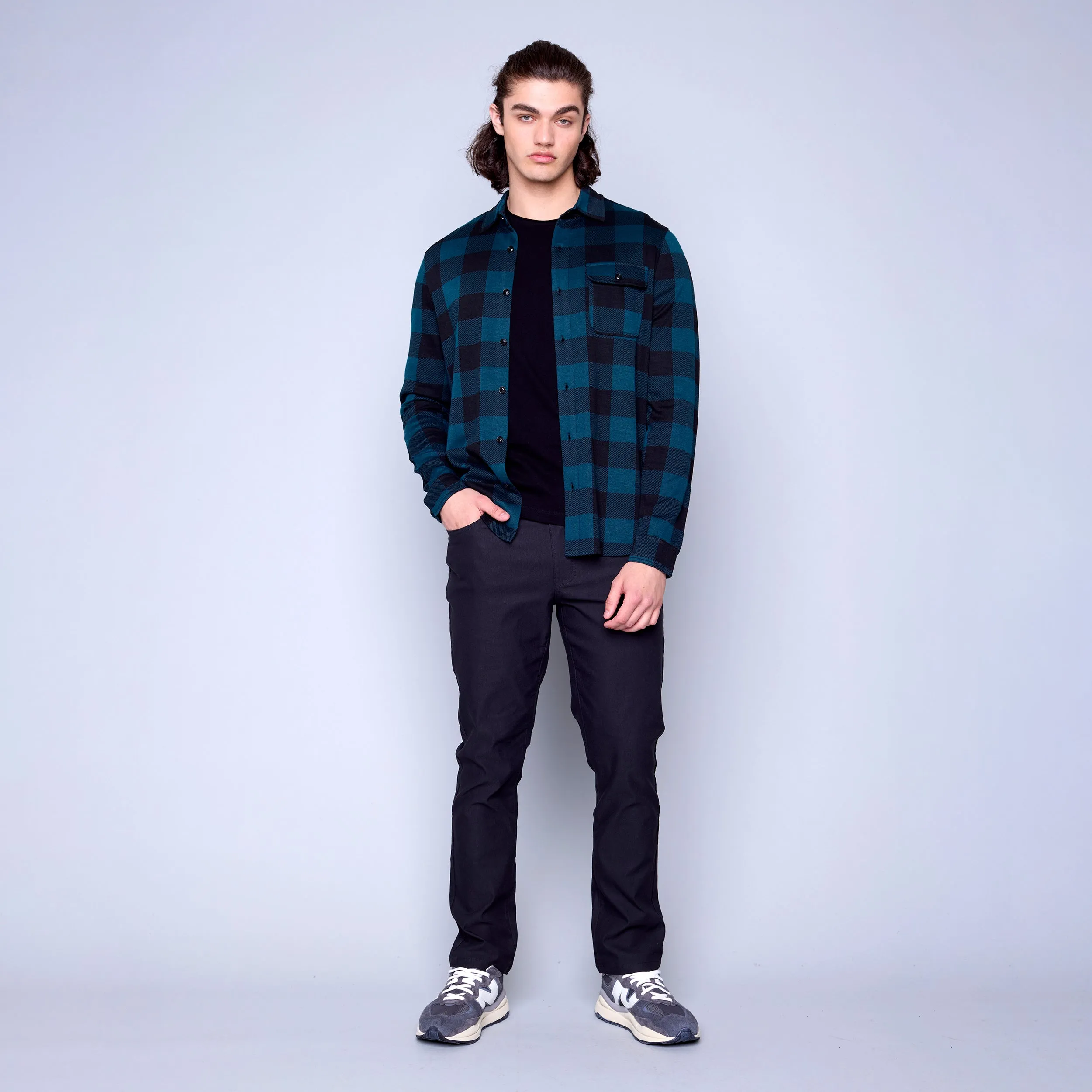 Mens Plaid Knit Button Up