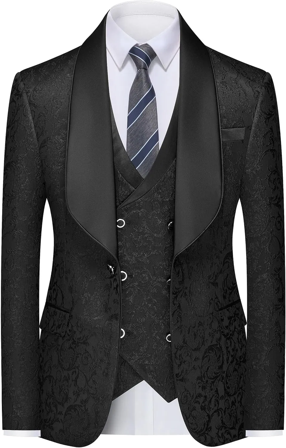 Mens Tuxedo Suit Set 3 Piece Slim Fit Wedding Prom Suit Blazer Jacket Vest Pants