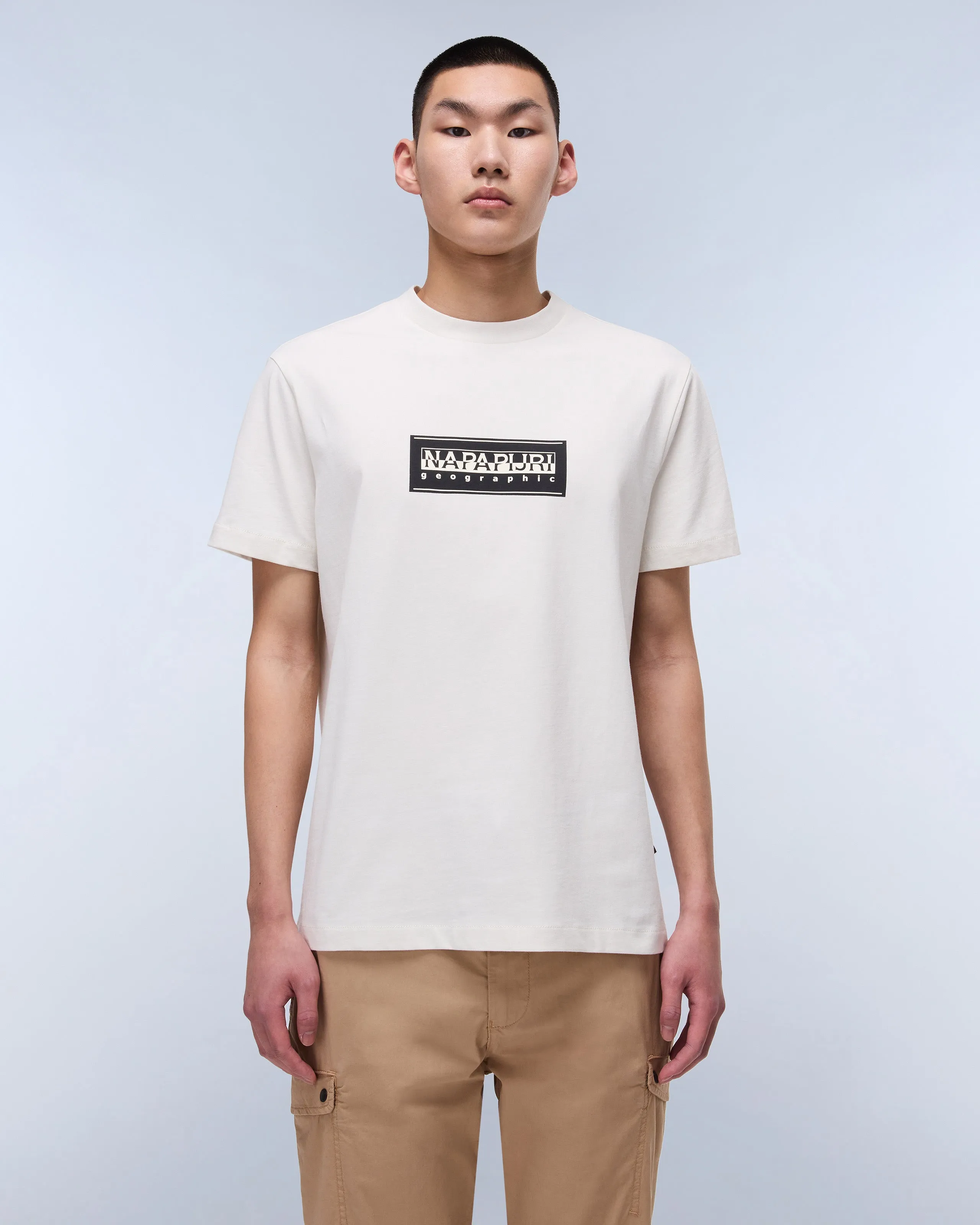 Napapijri Box Logo Tee - White Whisper