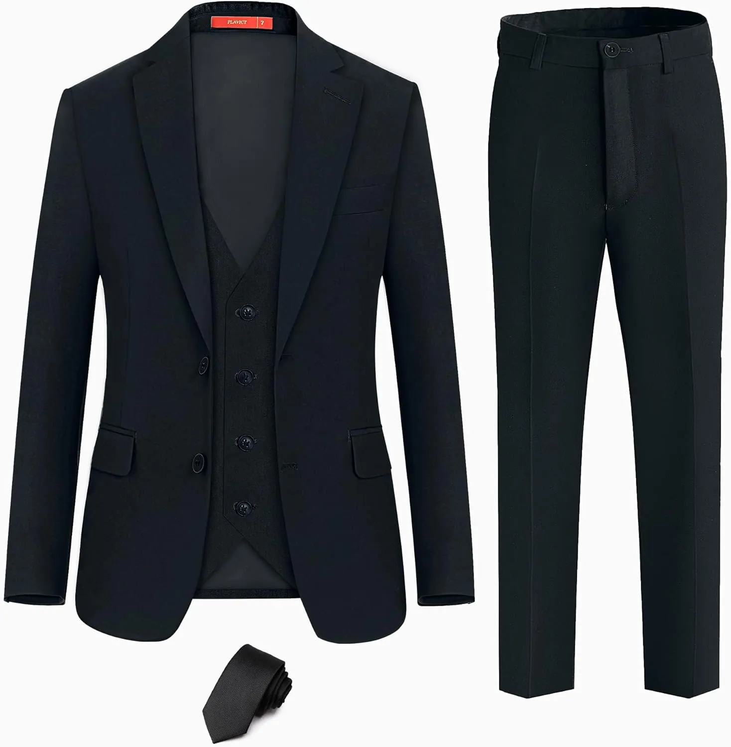Plavict Boys Formal Suit Slim Fit for Boys Wedding Ring Bearer Outfit with Adjustable Waist